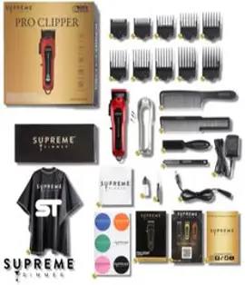 Supreme Trimmer Barber Haircut Kit 전문 클리퍼 및 헤어 트리머 세트 – STC5030 및 ST5220(레드 번들), Black