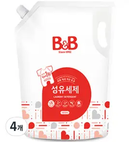 비앤비 섬유 유아 세제 리필, 1.8L, 4개