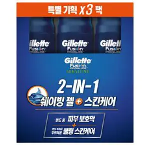 질레트 센서티브 2 in 1 퓨어스포츠 쉐이빙 젤, 170g, 3개